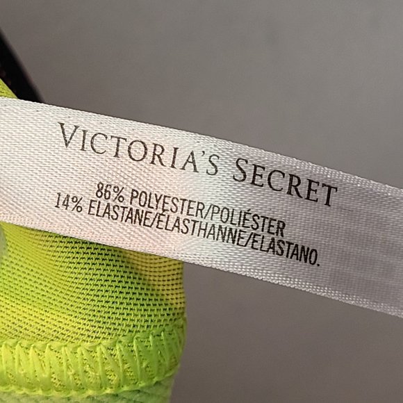 Victorias Secret Sports Bra Medium VSX Black Neon Yellow Racerback - Picture 6 of 8